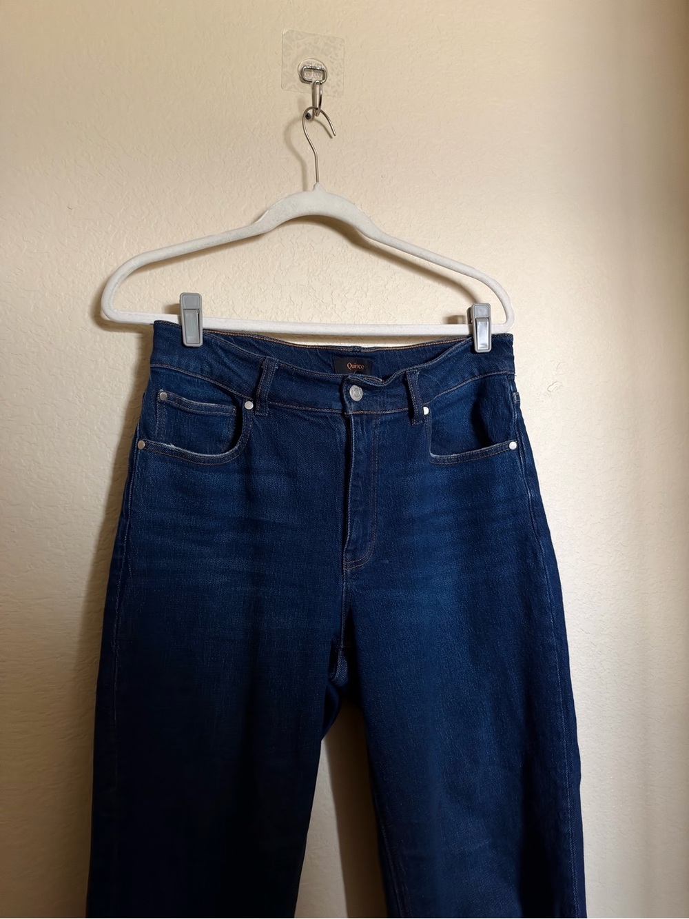 Quince Comfort Stretch High Rise Cropped Wide Leg Jeans Stormy Blue Sz 30 - Picture 2 of 7